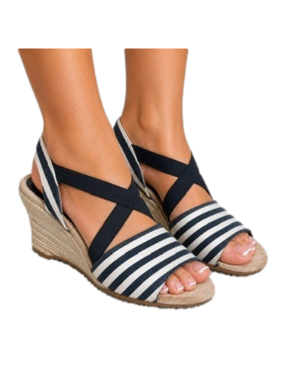 A2 Aerosoles Boyzenberry Striped Wedge Slingback Elastic Comfort Sandals Size 9
